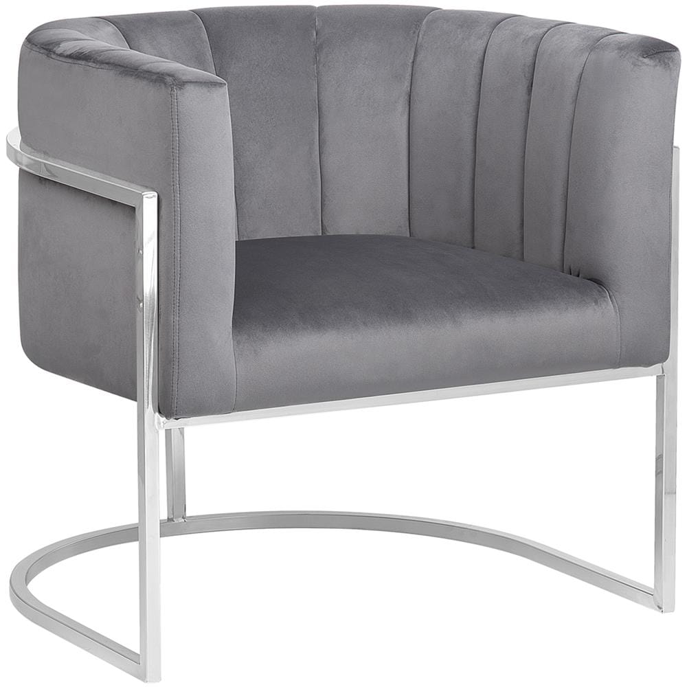 Poltrona In Velluto Grigio Larvik - Foto 1