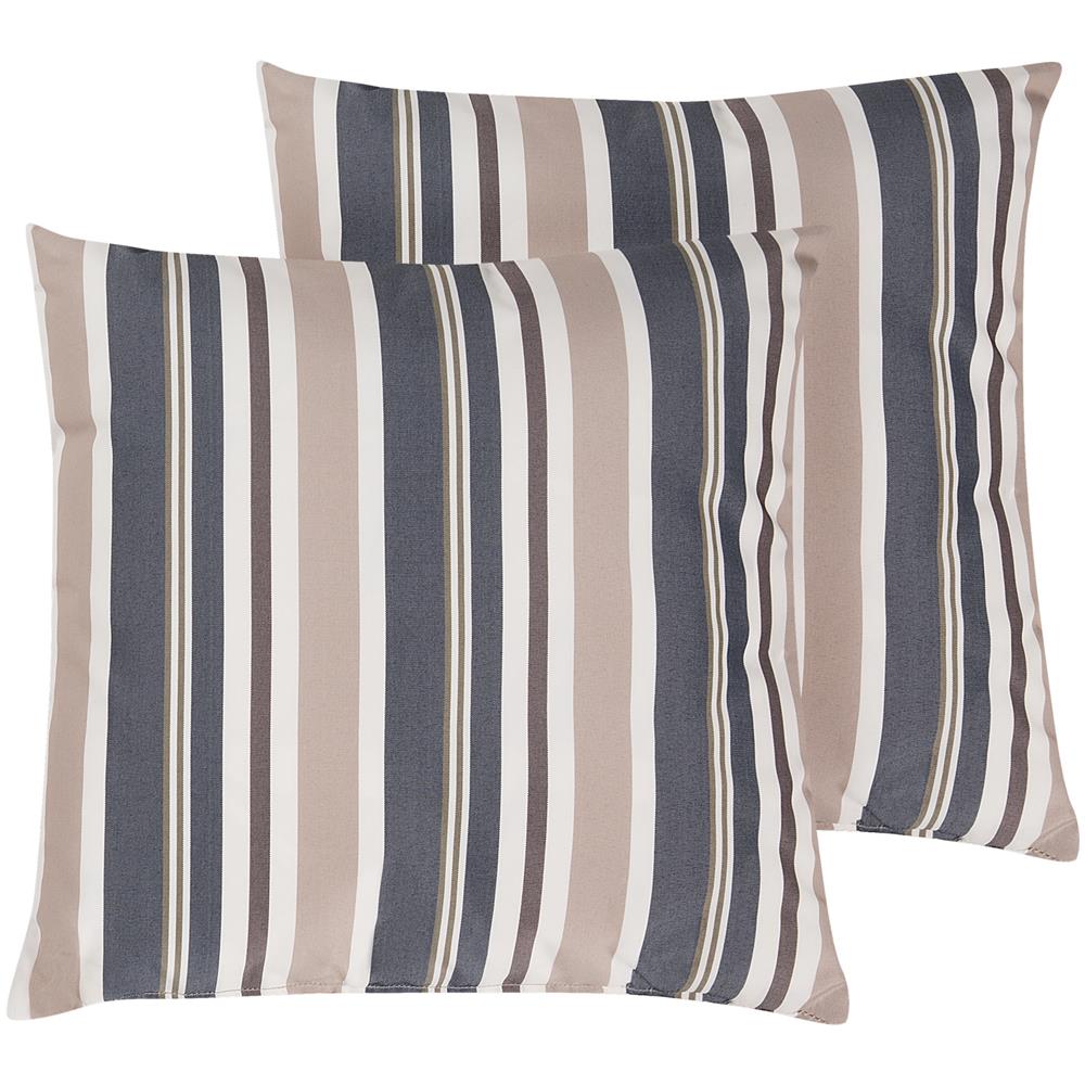 Set Di 2 Cuscini Da Esterno Blu E Beige 40 X 40 Cm - Foto 1