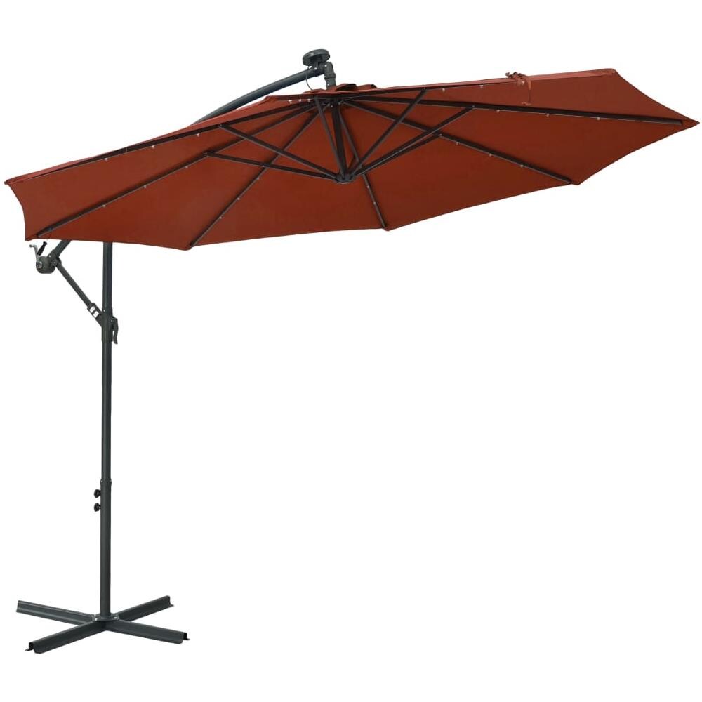 Ombrellone A Sbalzo Con Led E Palo In Acciaio Terracotta - Foto 1