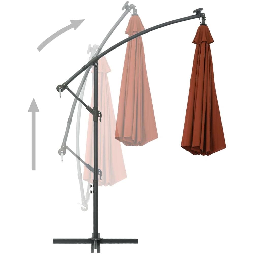 Ombrellone A Sbalzo Con Led E Palo In Acciaio Terracotta - Foto 2