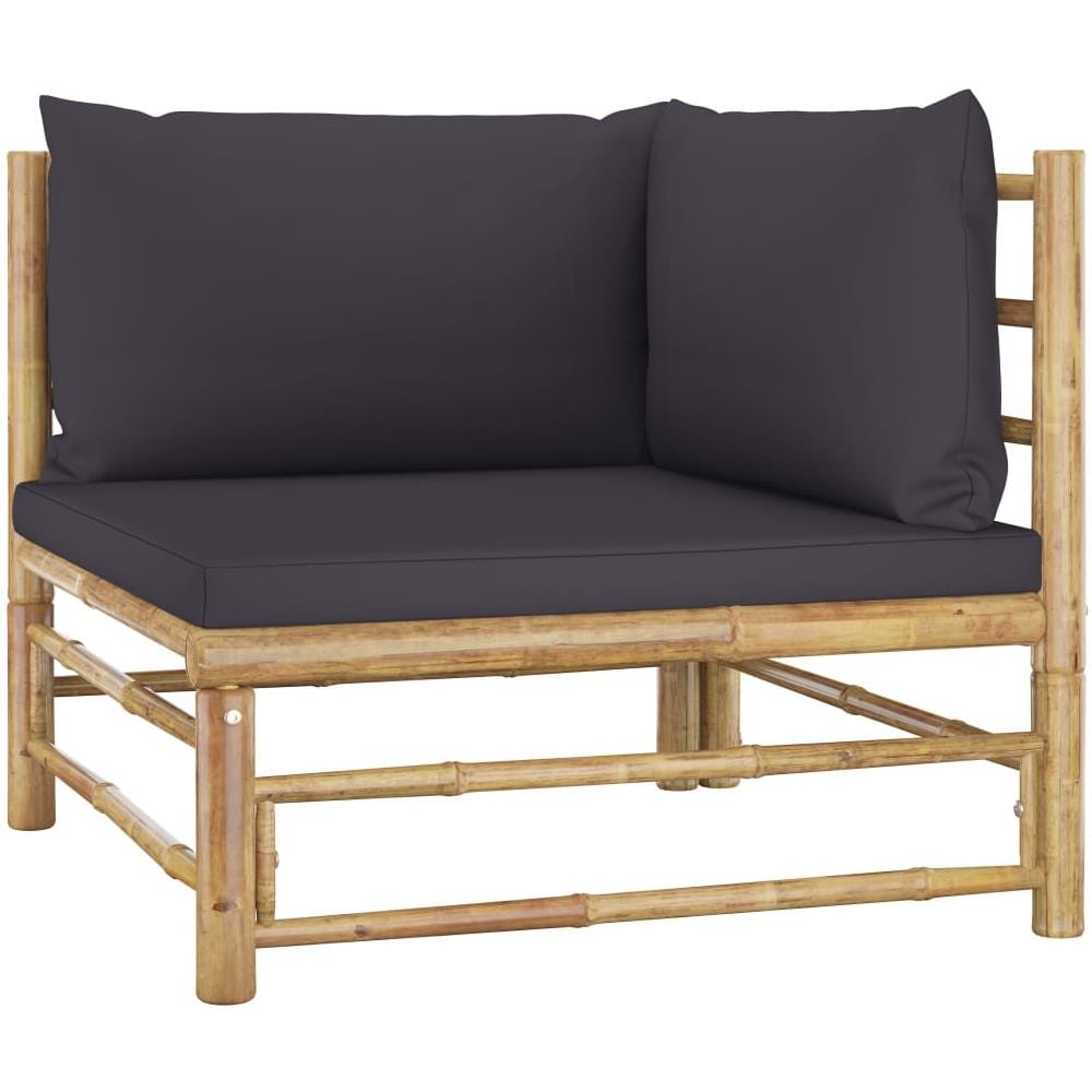Set Divani Da Giardino 4 Pz Con Cuscini Grigio Scuro In Bambù - Foto 2
