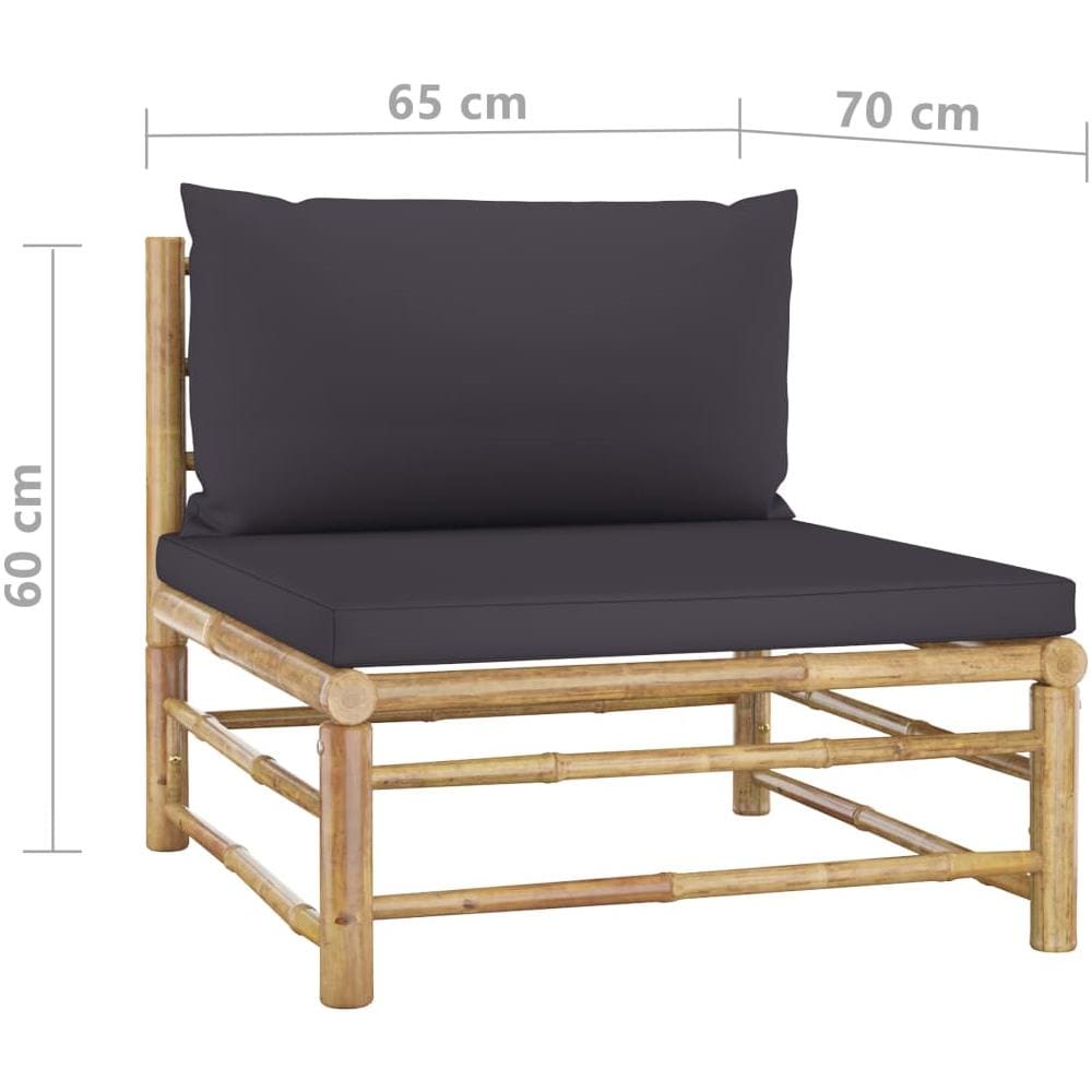 Set Divani Da Giardino 4 Pz Con Cuscini Grigio Scuro In Bambù - Foto 7