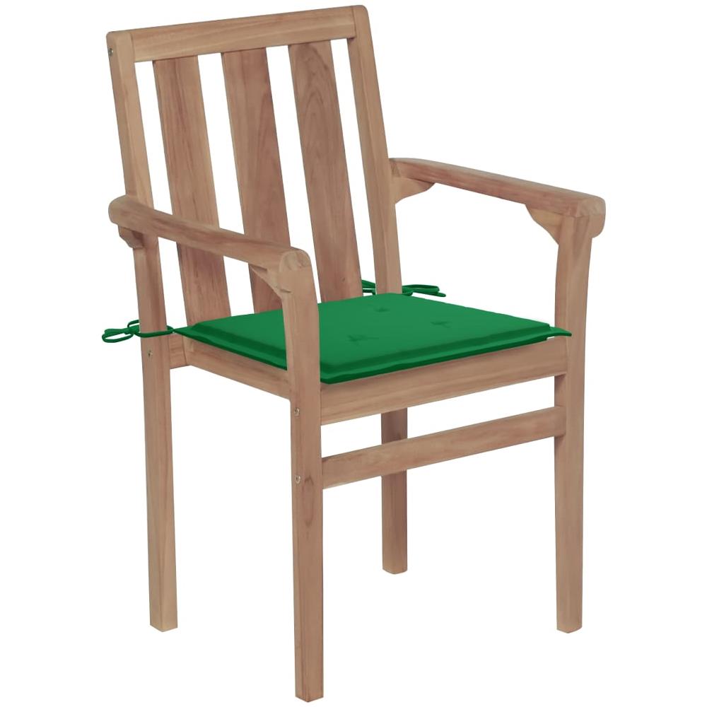 Sedie da Giardino 2 pz con Cuscini Verdi Massello di Teak - Foto 3