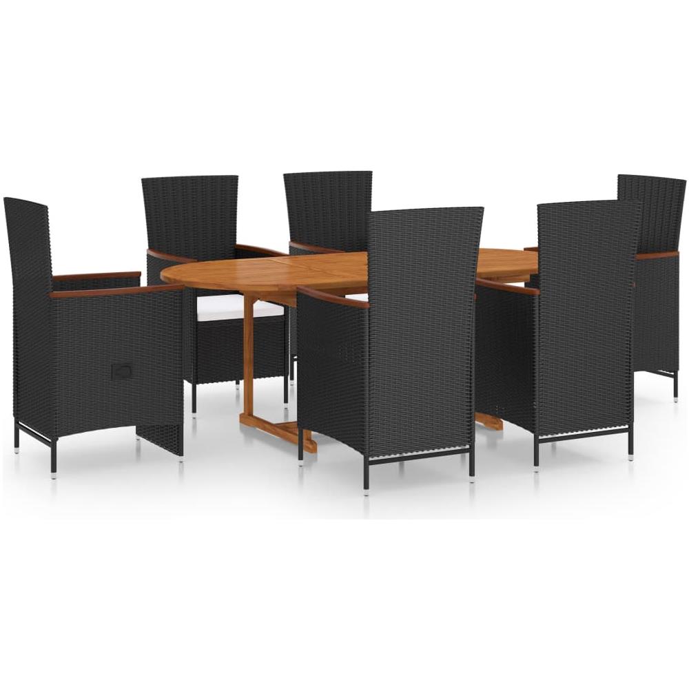 Set Mobili da Pranzo per Giardino 7 pz in Polyrattan Nero - Foto 1