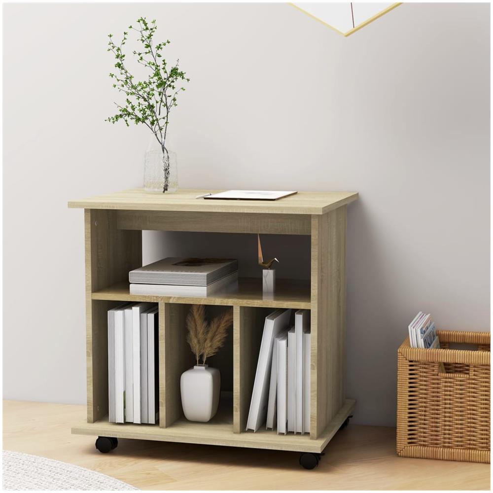 Mobiletto con Ruote Rovere Sonoma 60x45x60 cm Legno Multistrato - Foto 3