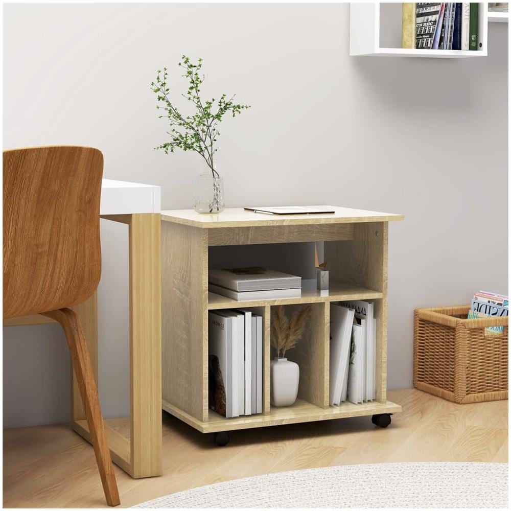 Mobiletto con Ruote Rovere Sonoma 60x45x60 cm Legno Multistrato - Foto 1
