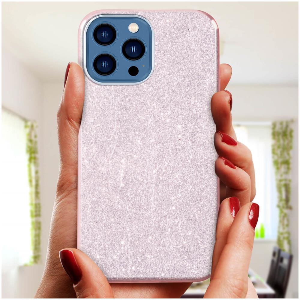 Cover Iphone 13 Pro Max Silicone Semi-rigido Con Paillette Amovibili Rosa - Foto 2