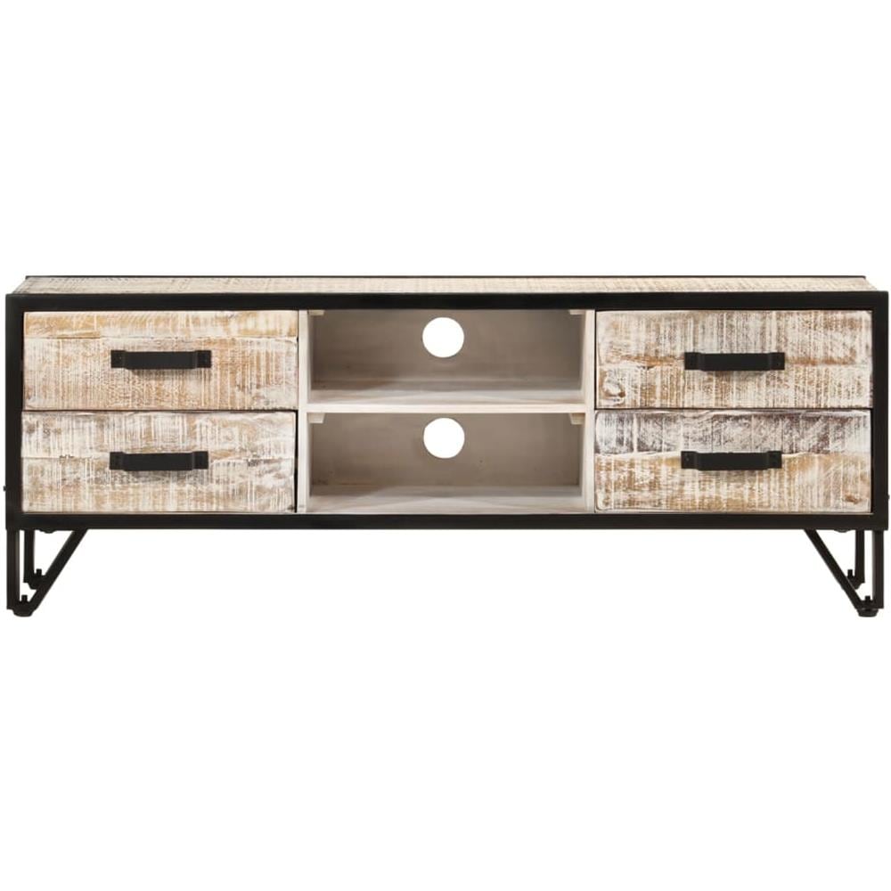 Mobile Porta Tv 110x30x41 Cm In Legno Massello Di Acacia - Foto 2