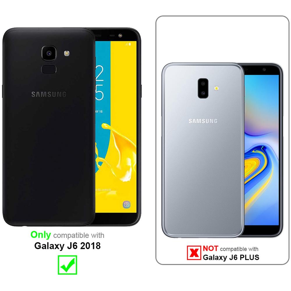 Custodia Compatibile Con Samsung Galaxy J6 2018 In Nero Marrone - Coperchio Protettiva Con Chiusura Magnetica, Funzione Stand E Tasca Per Le Carte - Foto 2
