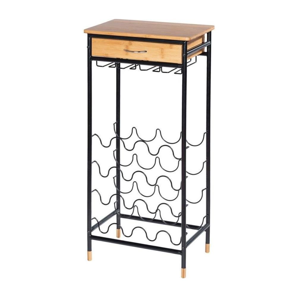 Porta Vino Con Portabicchieri E Cassetto Loft, - Foto 2