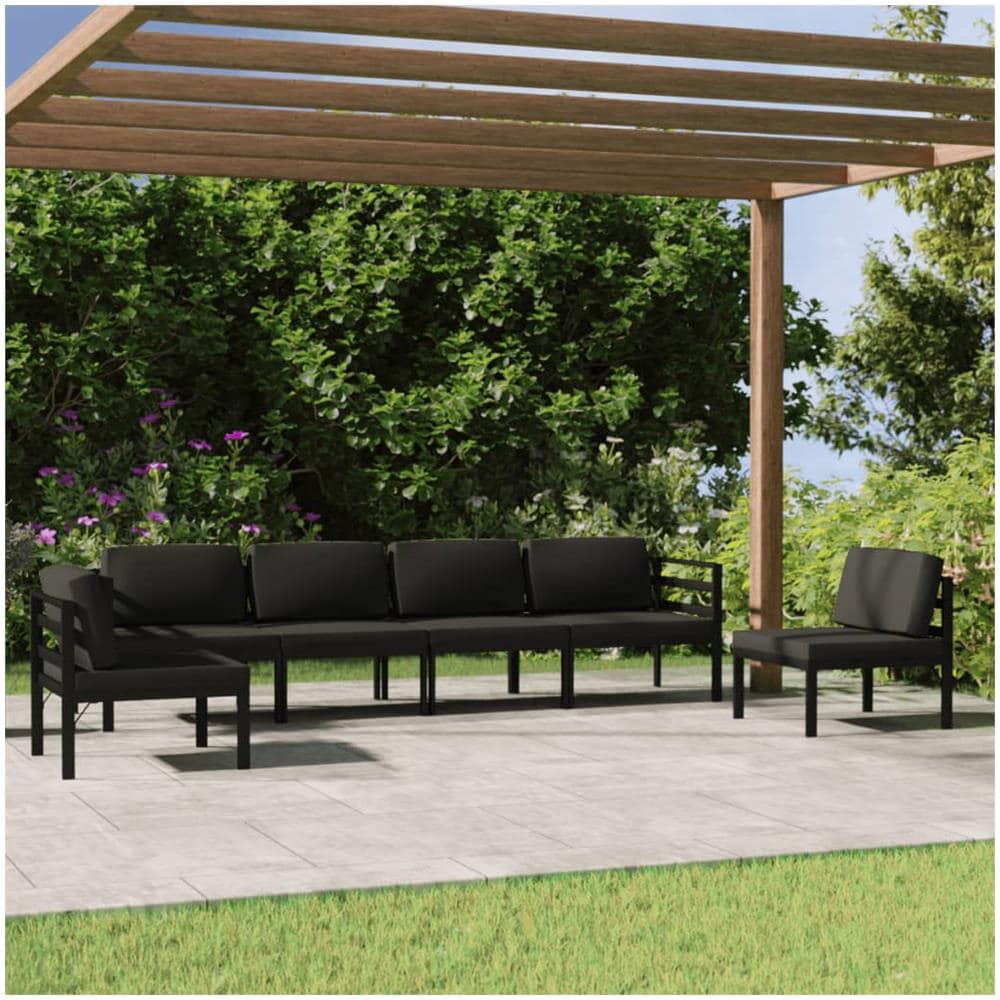 Set Divani Da Giardino 6 Pz Con Cuscini In Alluminio Antracite - Foto 1