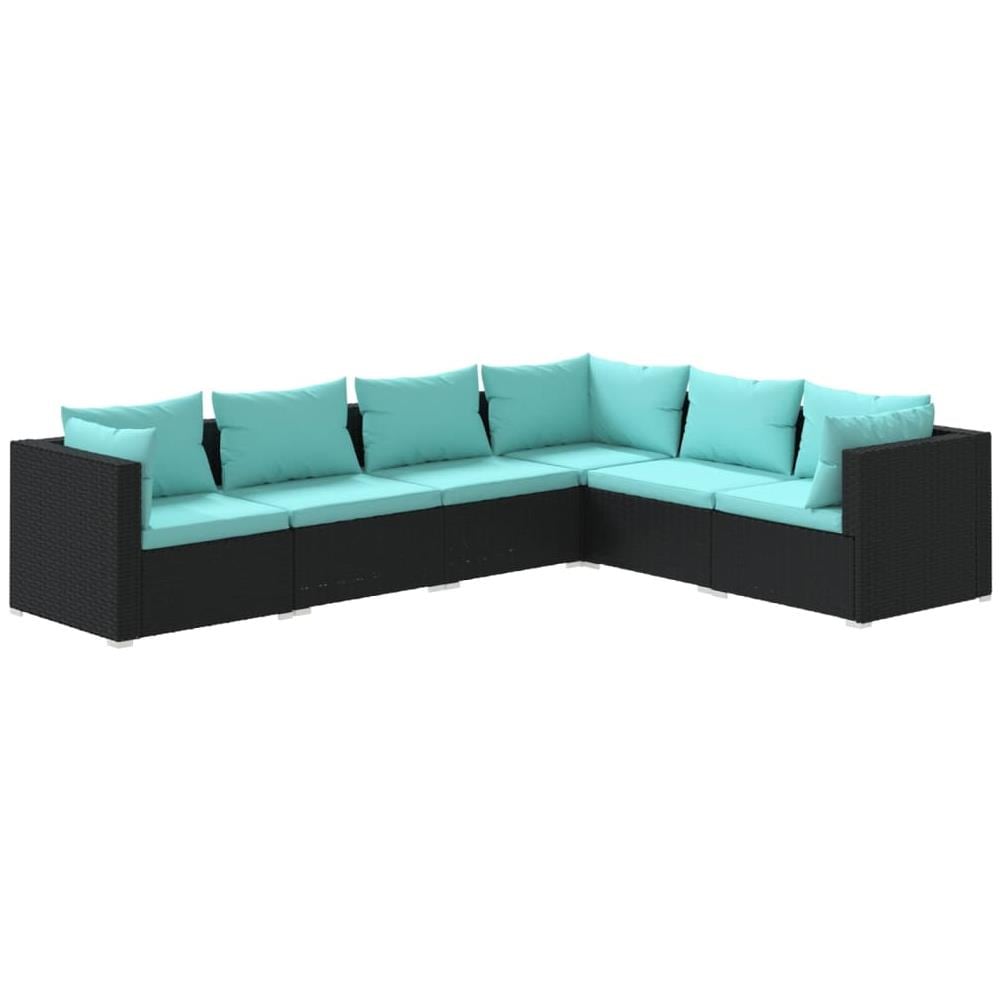Set Divani Da Giardino 6 Pz Con Cuscini In Polyrattan Nero - Foto 1