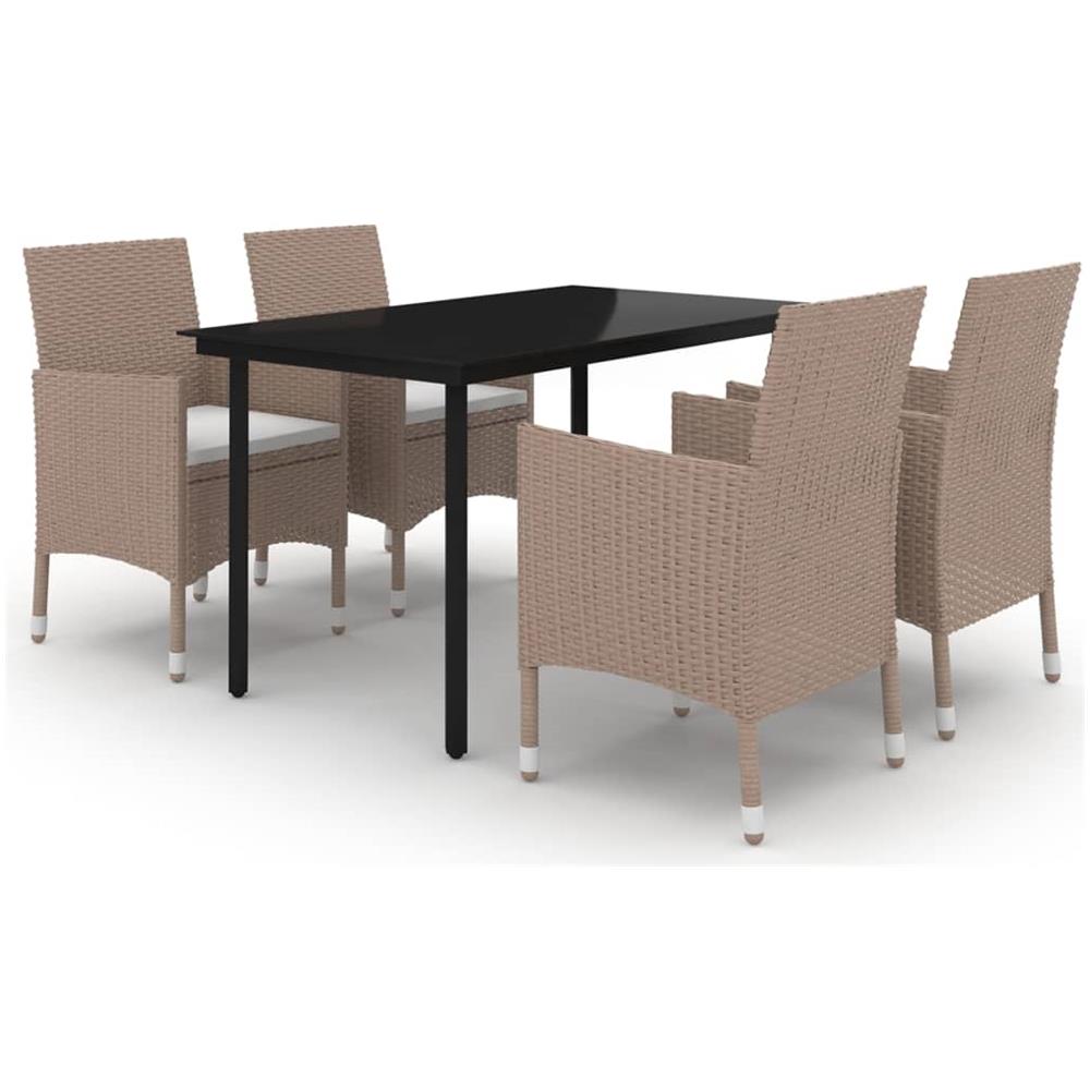 Set Da Pranzo Da Giardino 5 Pz E Cuscini In Polyrattan E Vetro - Foto 2