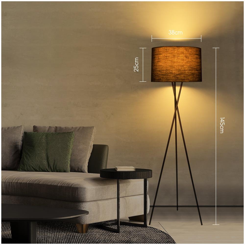 Lampada Da Terra In Metallo Piantana Retro Vintage Stelo Treppiede Da Pavimento - Foto 1