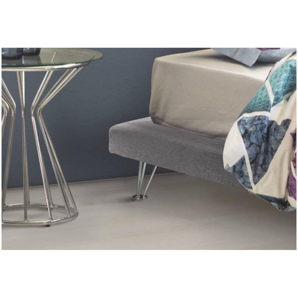 Letto Matrimoniale Isabella, Letto Fisso In Tessuto Con Piedini, 100% Made In Italy, Adatto Per Materasso Cm 160x190, Grigio - Foto 2