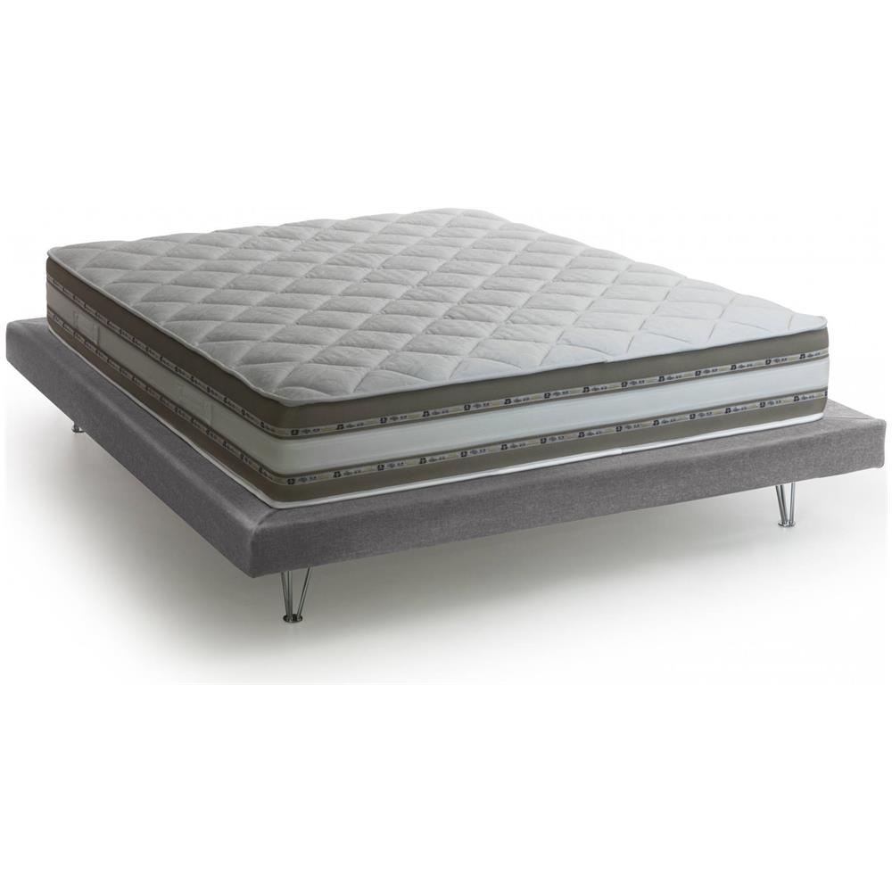 Letto Matrimoniale Isabella, Letto Fisso In Tessuto Con Piedini, 100% Made In Italy, Adatto Per Materasso Cm 160x190, Grigio - Foto 3