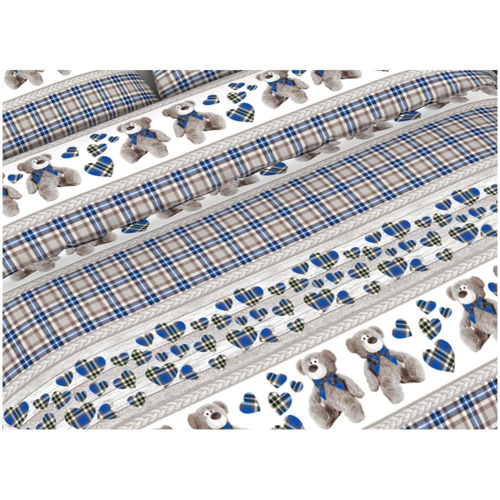Completo Lenzuola Letto 100% Cotone Made Italy Disegni Invernali Natalizi C.n Piazza E Mezza Gigi Blu - Foto 2