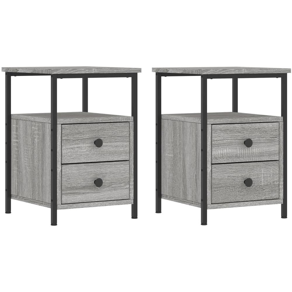 Comodini 2 Pz Grigio Sonoma 34x35,5x50 Cm In Legno Multistrato - Foto 2