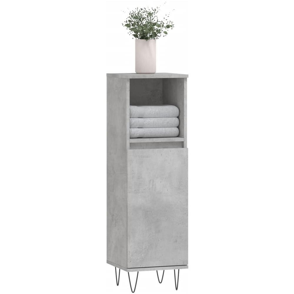 Armadietto Bagno Grigio Cemento 30x30x100 Cm Legno Multistrato - Foto 3