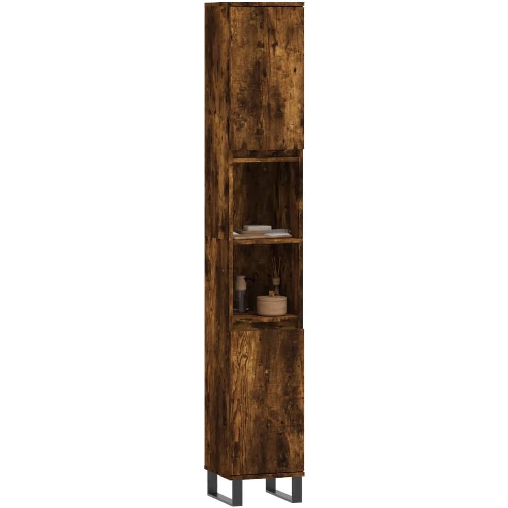 Armadietto Bagno Rovere Fumo 30x30x190 Cm In Legno Multistrato - Foto 3