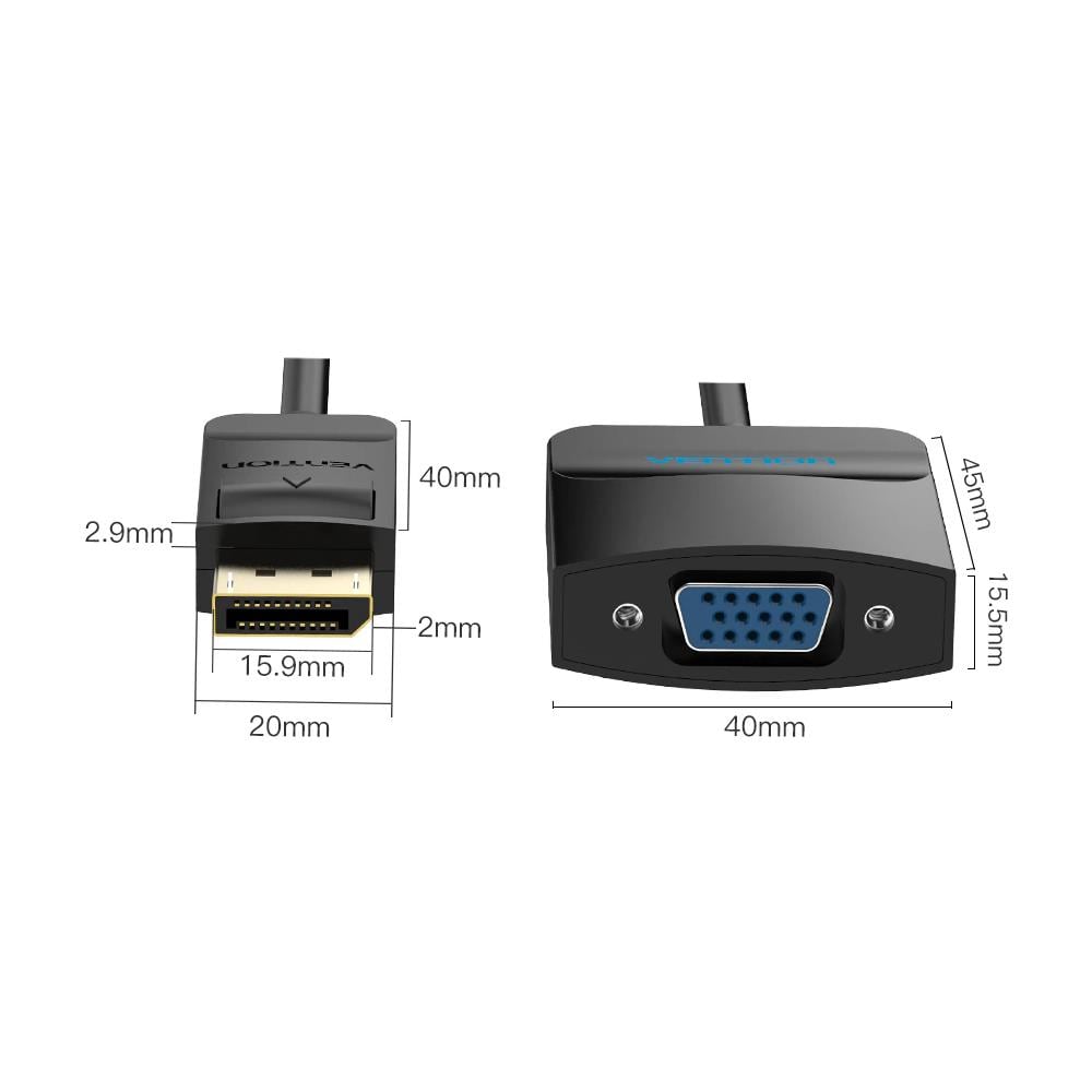 HBFBB cavo e adattatore video 0,15 m DisplayPort VGA (D-Sub) Nero - Foto 4