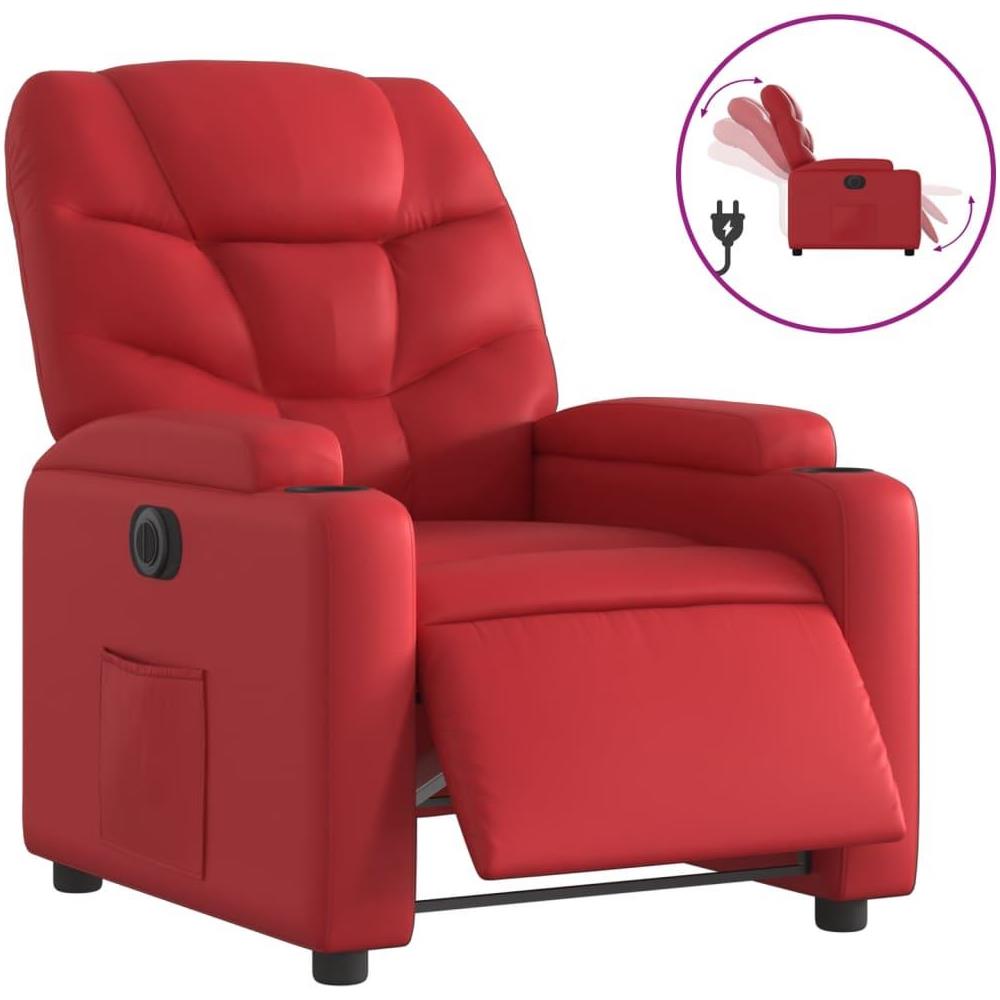 Poltrona Reclinabile Elettrica Rossa in Similpelle - Foto 1