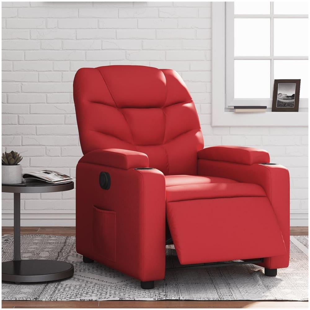 Poltrona Reclinabile Elettrica Rossa in Similpelle - Foto 2