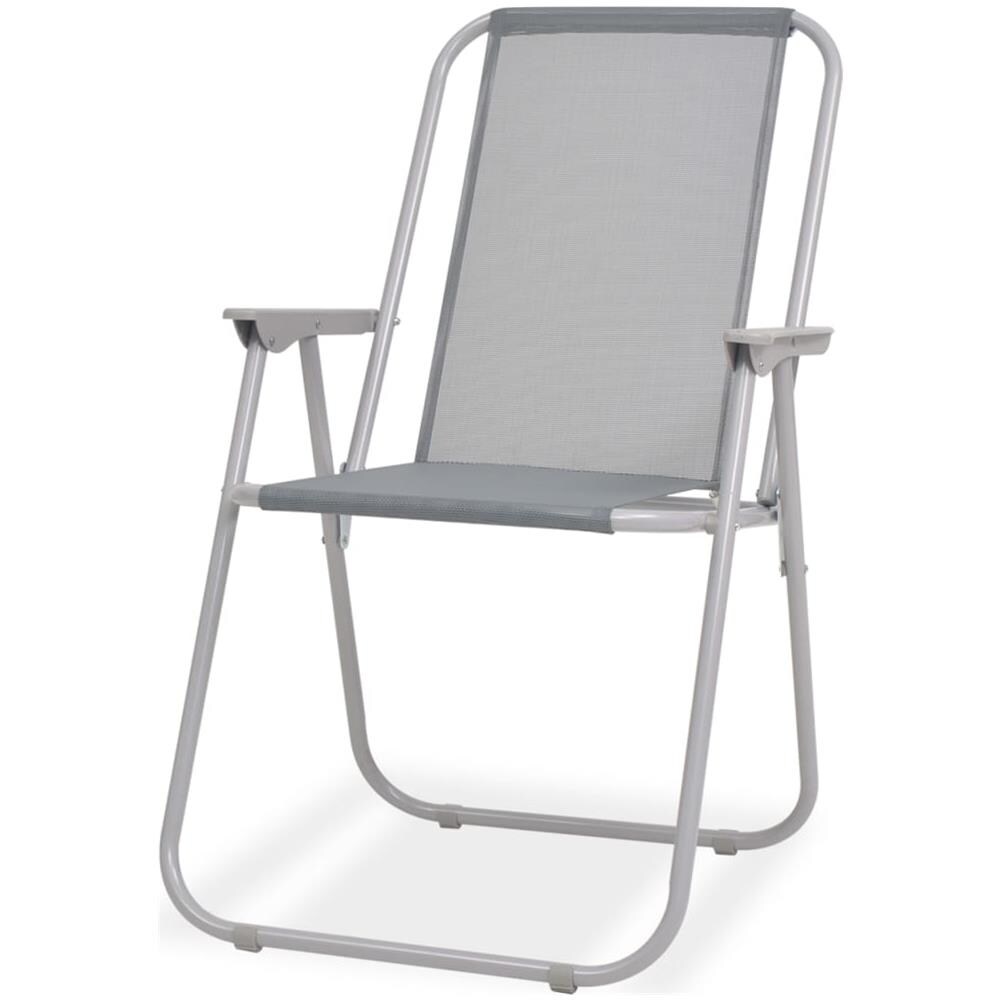 Set Tavolo E Sedie Da Giardino 6 Pz In Textilene Grigio - Foto 7