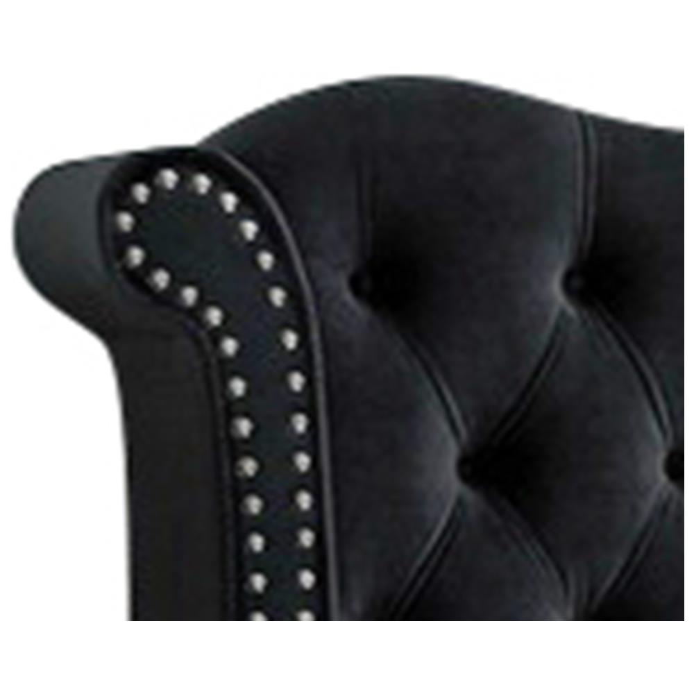 Letto Matrimoniale In Velluto Nero 160 X 200 Cm Ayette - Foto 2