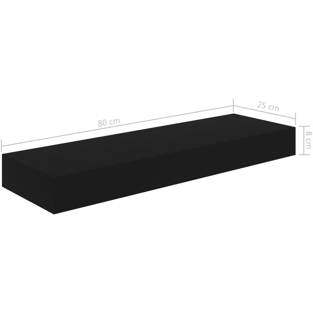 Mensola a Muro Galleggianti con Cassetto Nera 80x25x8 cm - Foto 12