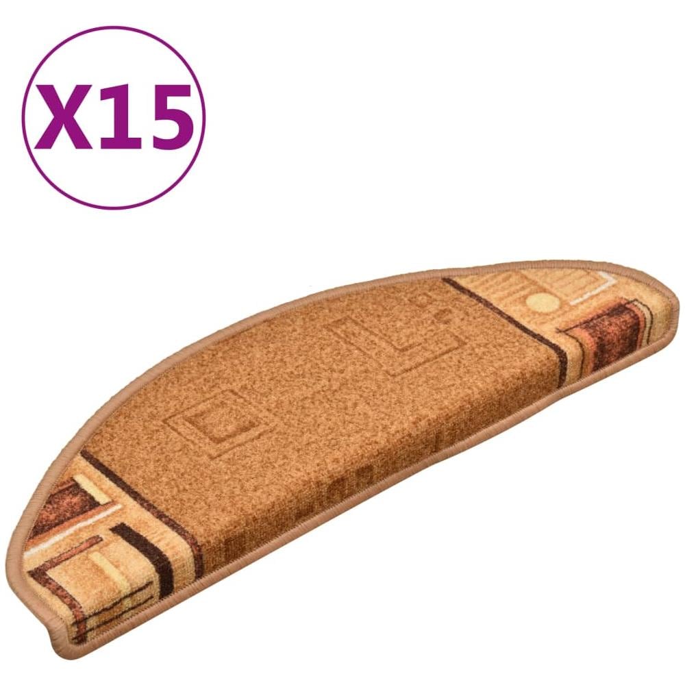 Tappetini Autoadesivi per Scale 15 pz Beige 65x21x4 cm - Foto 1
