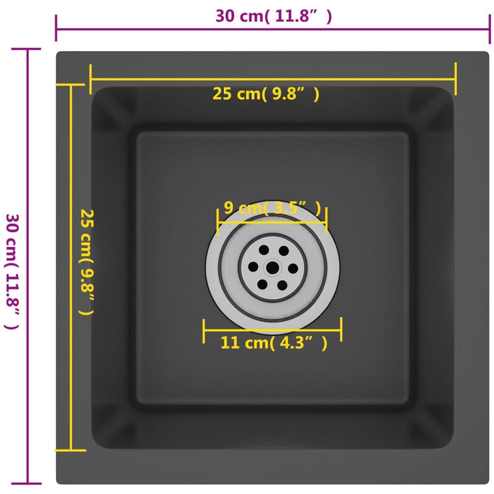 Lavello Da Cucina Lavorato A Mano Con Filtro Nero Acciaio Inox - Foto 2