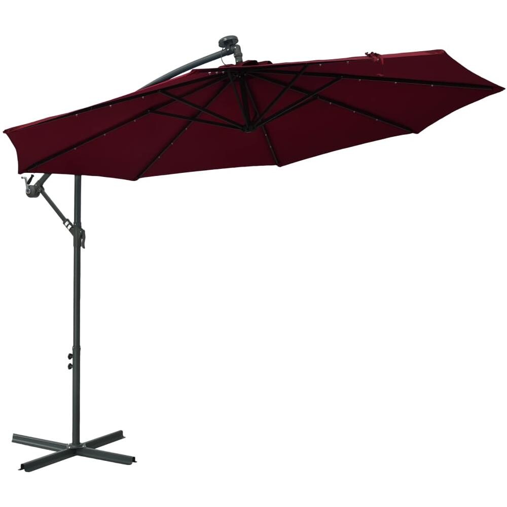 Ombrellone A Sbalzo Con Led E Palo In Acciaio Rosso Vino - Foto 1