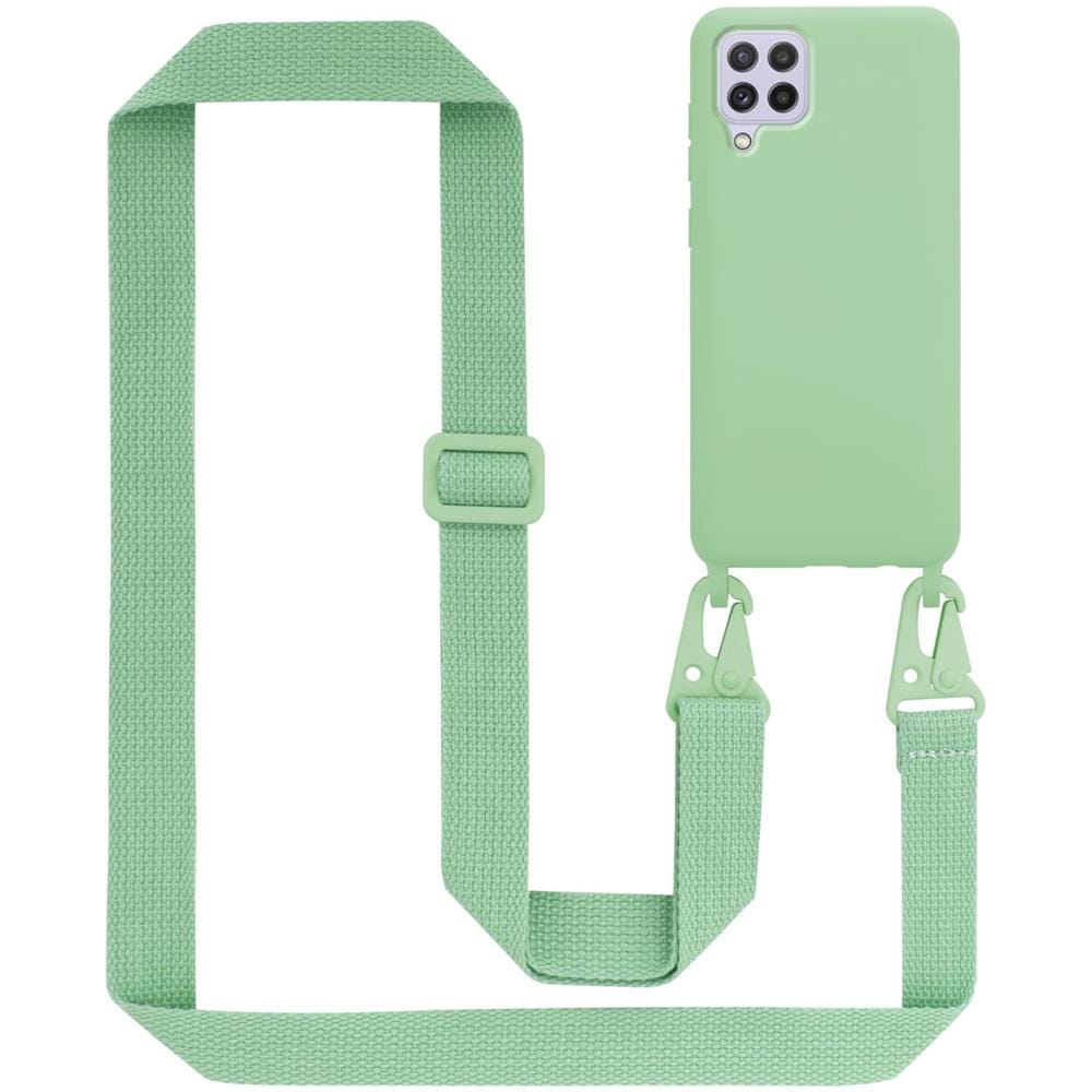 Catena Di Telefoni Cellulari Compatibile Con Samsung Galaxy A22 4g / M22 / M32 4g In Liquid Verde Chiaro - Coperchio Di Protezione In Silicone Con Cordino Regolabile In Lunghezza - Foto 1