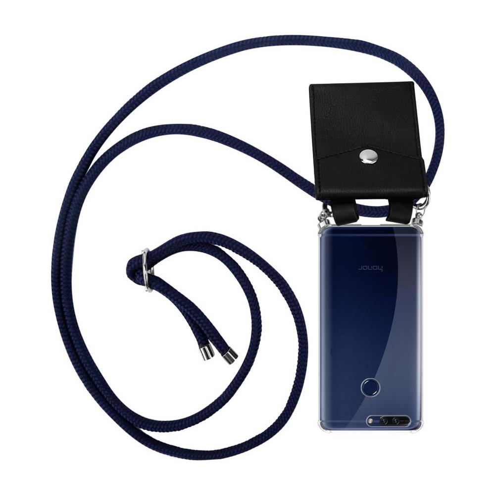 Catena Di Telefoni Cellulari Compatibile Con Honor 8 Pro In Blu Notte - Coperchio Protettivo In Silicone Con Anelli D'argento, Cinturino In Corda E Custodia Staccabile - Foto 1