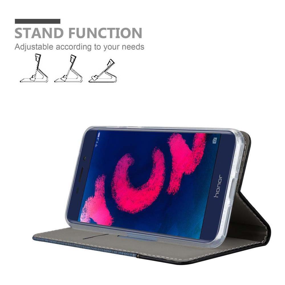 Cadorabo Custodia Compatibile Con Honor V9 Play In Blu Scuro Nero - Coperchio Protettiva Con Chiusura Magnetica, Funzione Stand E Tasca Per Le Carte - Foto 2