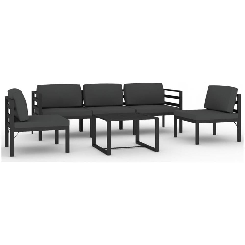 Set Divani Da Giardino 6 Pz Con Cuscini In Alluminio Antracite - Foto 2