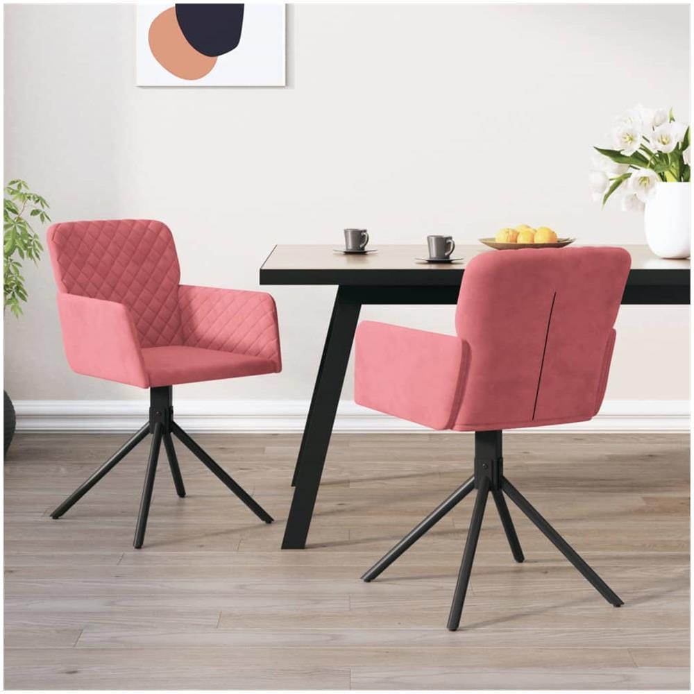 Sedie Da Pranzo Girevoli 2 Pz Rosa In Velluto - Foto 1