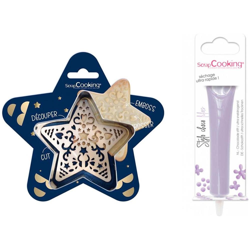 Kit Biscotti Star Relief + Penna Al Cioccolato Lilla - Foto 1
