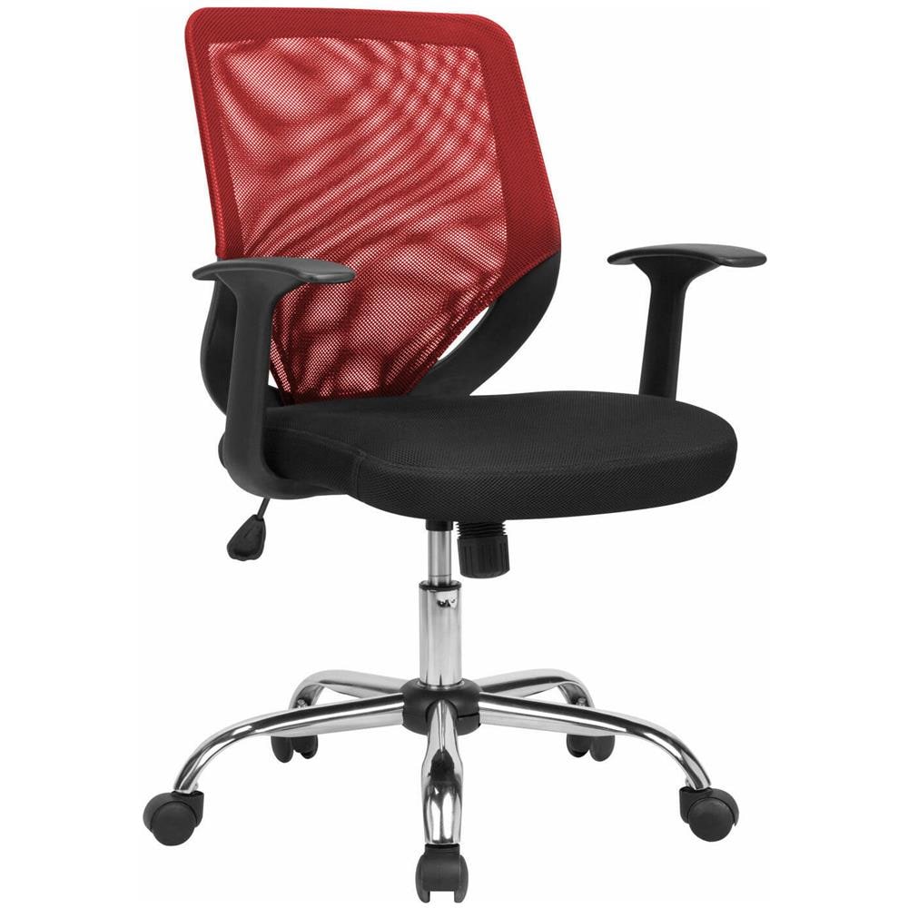 Sedia Da Ufficio Albany, Poltrona Direzionale A Rete Con Braccioli, Seduta Ergonomica Da Ufficio, 60x54h90/98 Cm, Nero E Rosso - Foto 1