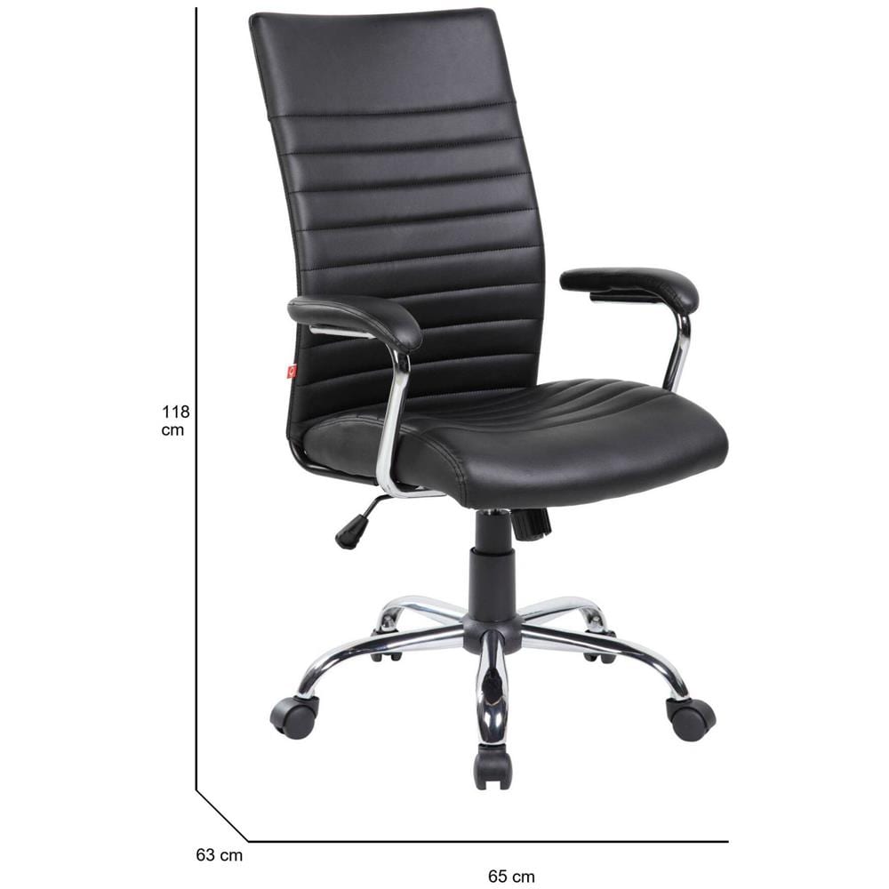 Sedia Da Ufficio Geelong, Poltrona Presidenziale Con Braccioli, Sedia Ergonomica Da Ufficio, 63x65h108/118 Cm, Nero - Foto 2