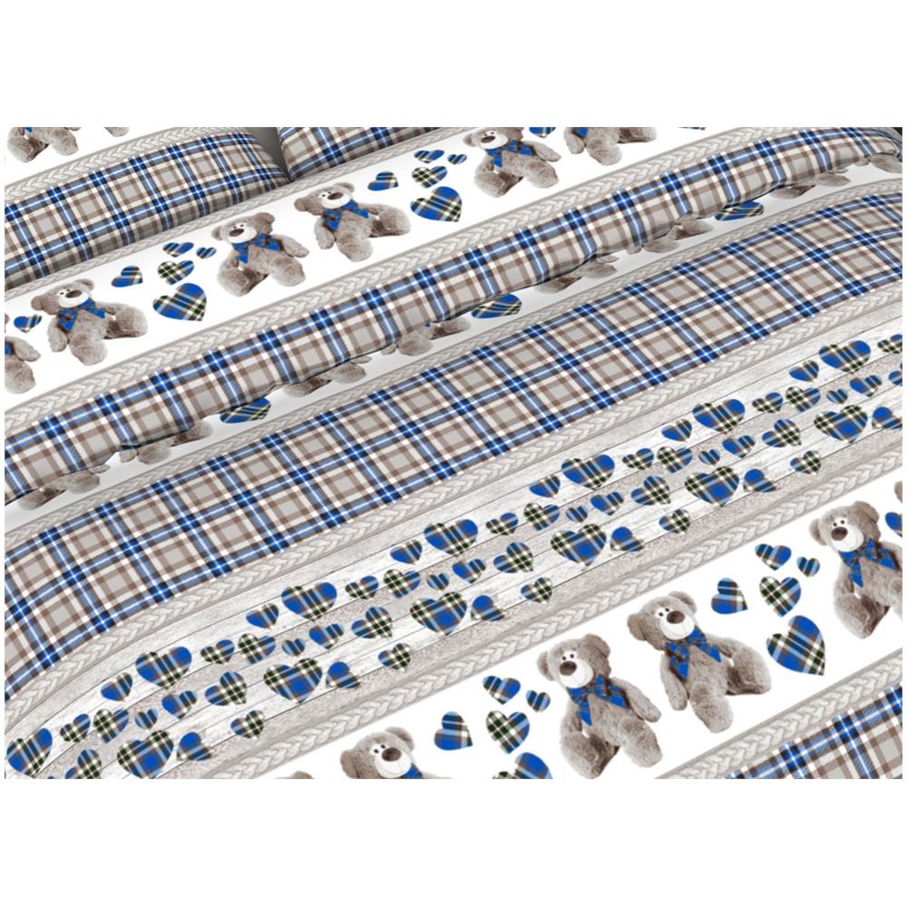 Completo Lenzuola Letto 100% Cotone Made Italy Disegni Invernali Natalizi C.n 2 Piazze Gigi Blu - Foto 2