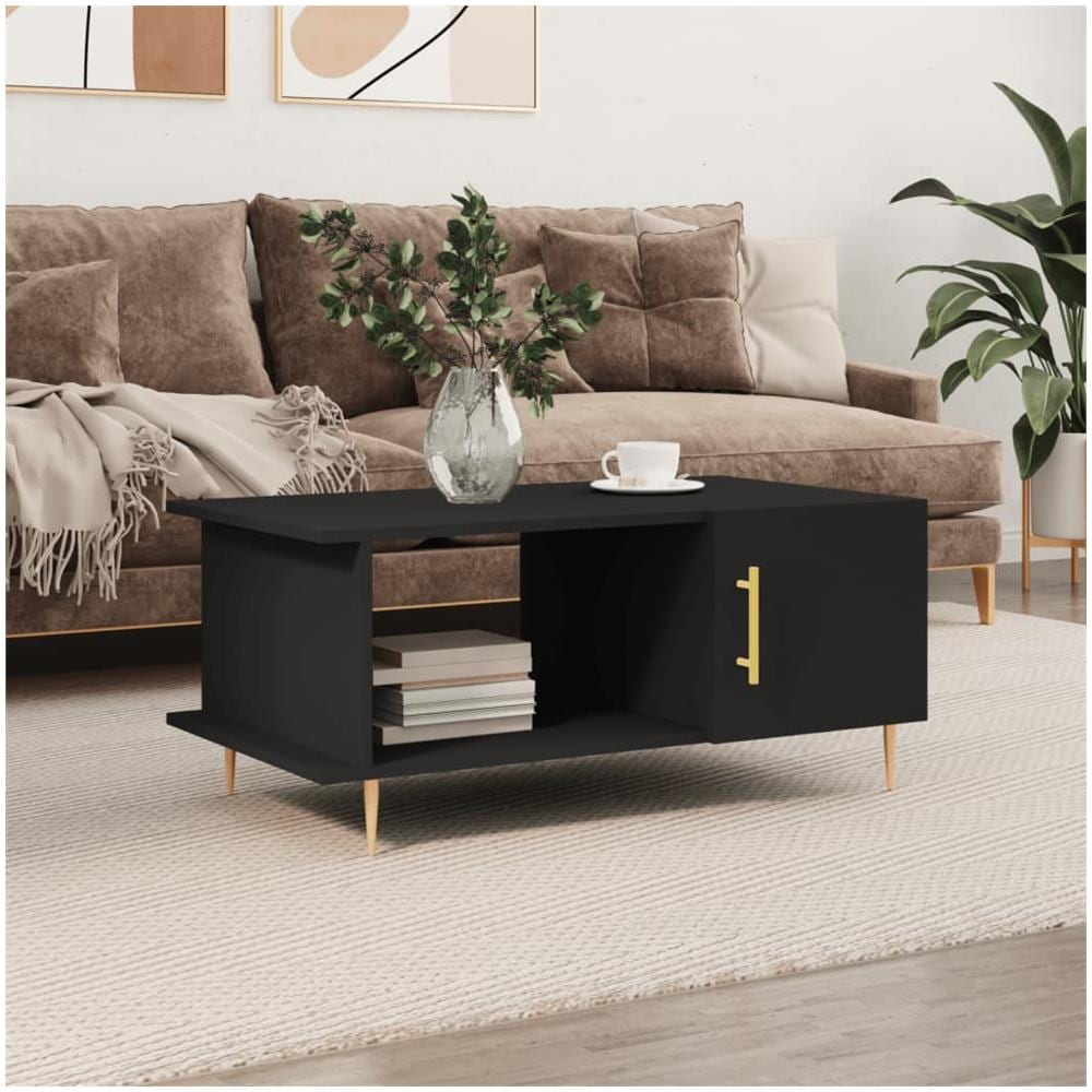 Tavolino Da Salotto Nero 90x50x40 Cm In Legno Multistrato - Foto 1