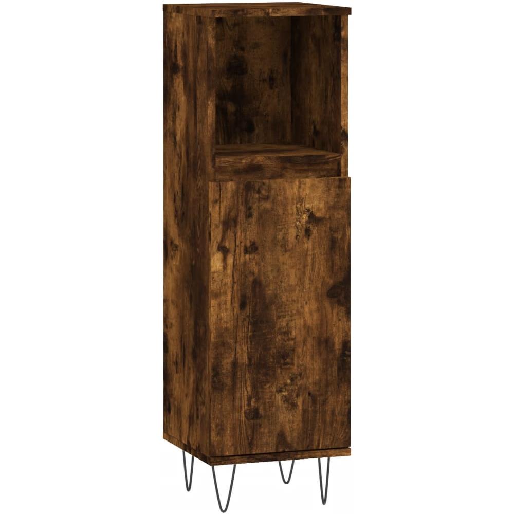 Armadietto Bagno Rovere Fumo 30x30x100 Cm In Legno Multistrato - Foto 2