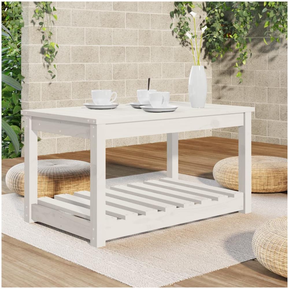 Tavolo Da Giardino Bianco 82,5x50,5x45 Cm Legno Massello Pino - Foto 3
