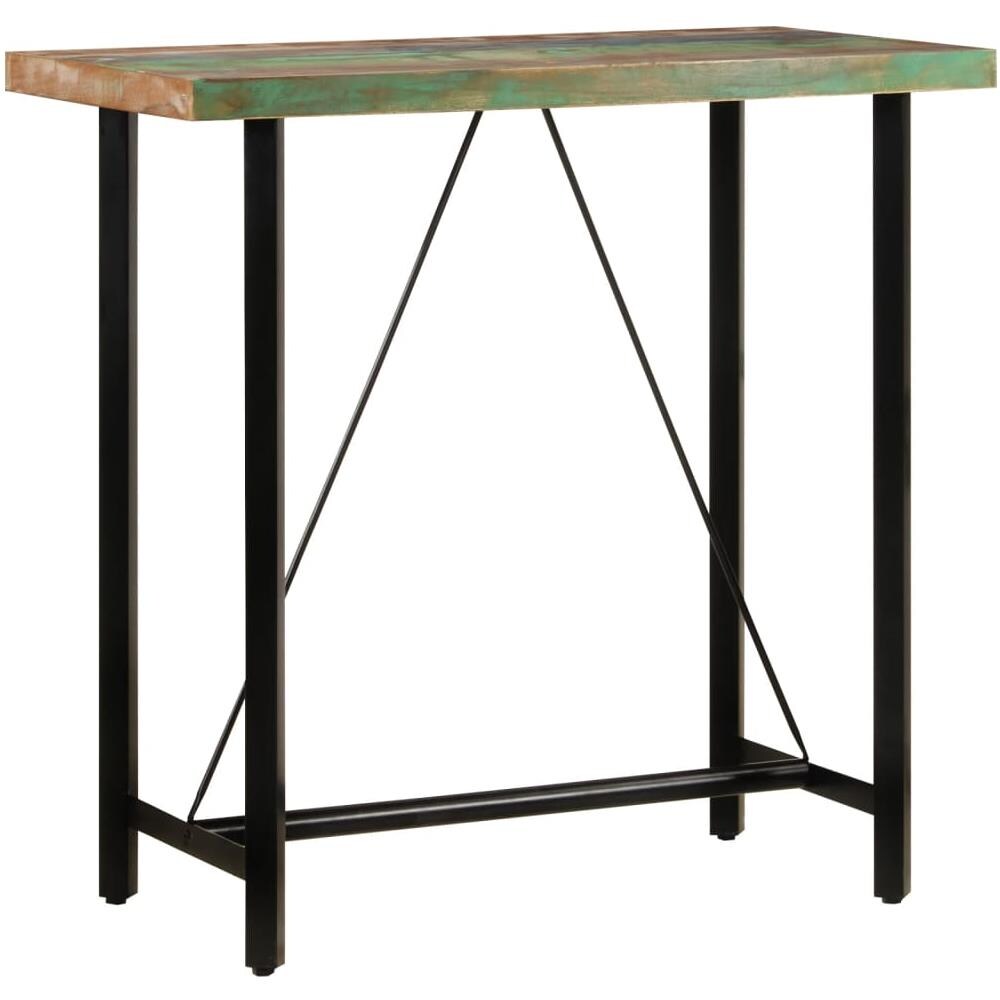 Tavolino Da Bar 110x55x107cm Legno Massello Di Recupero E Ferro - Foto 1