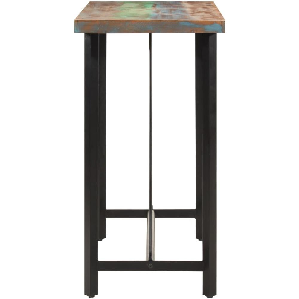 Tavolino Da Bar 110x55x107cm Legno Massello Di Recupero E Ferro - Foto 3