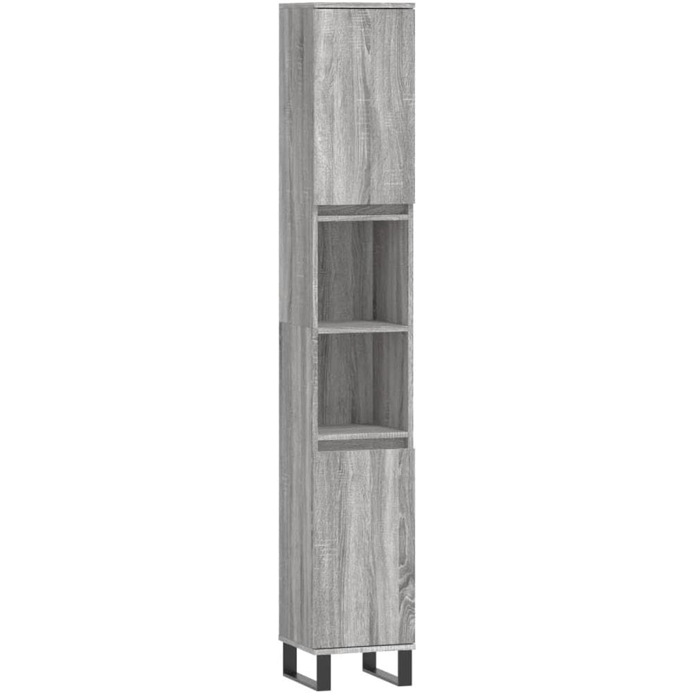 Armadietto Bagno Grigio Sonoma 30x30x190cm In Legno Multistrato - Foto 2