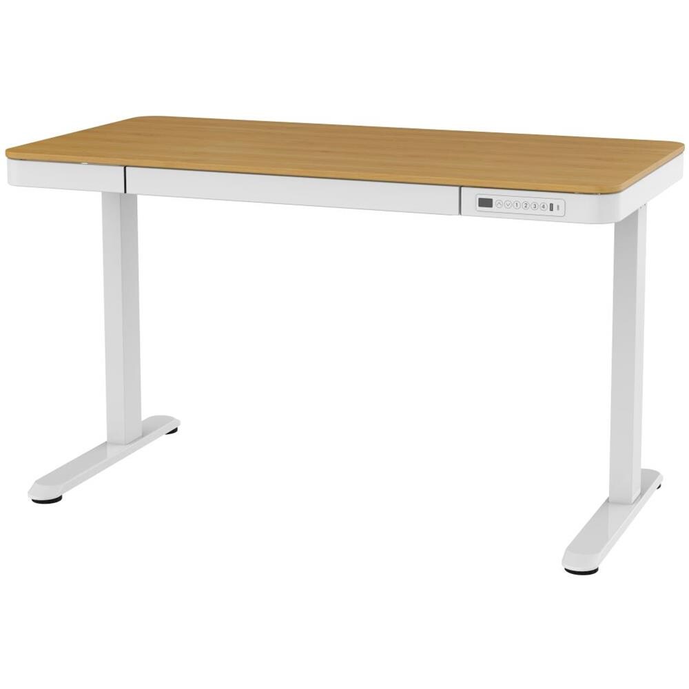 Scrivania con regolazione elettrica dell'altezza 140x70 ET119W-C bianco /rovere - Foto 1