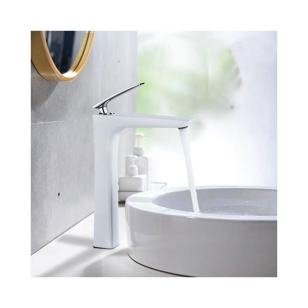 Rubinetto per lavabo da bagno, Blackswan, tipo M75, modello bianco /cromo, misura 30 cm - Foto 2